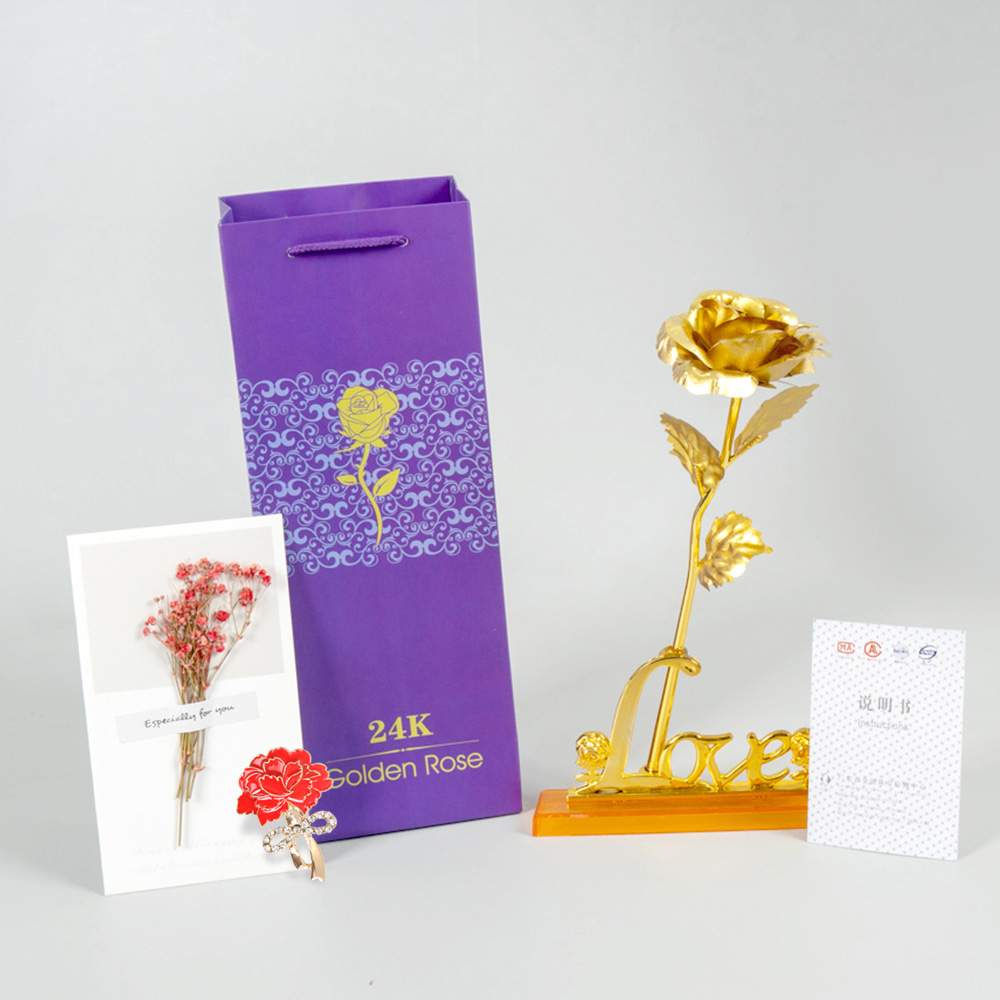어버이날 로즈데이 선물 금장미+브로치 꽃선물세트